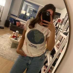 Light pink tie dye earth t-shirt.